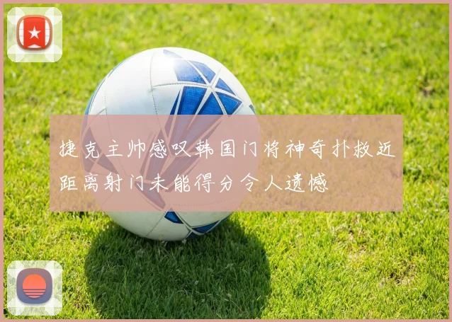 捷克主帅感叹韩国门将神奇扑救近距离射门未能得分令人遗憾
